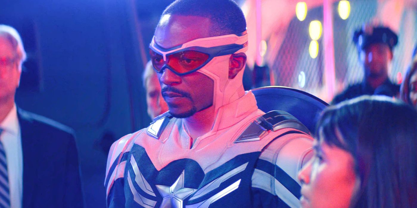 Anthony Mackie as Sam Wilson in his Captain America suit in the MCU