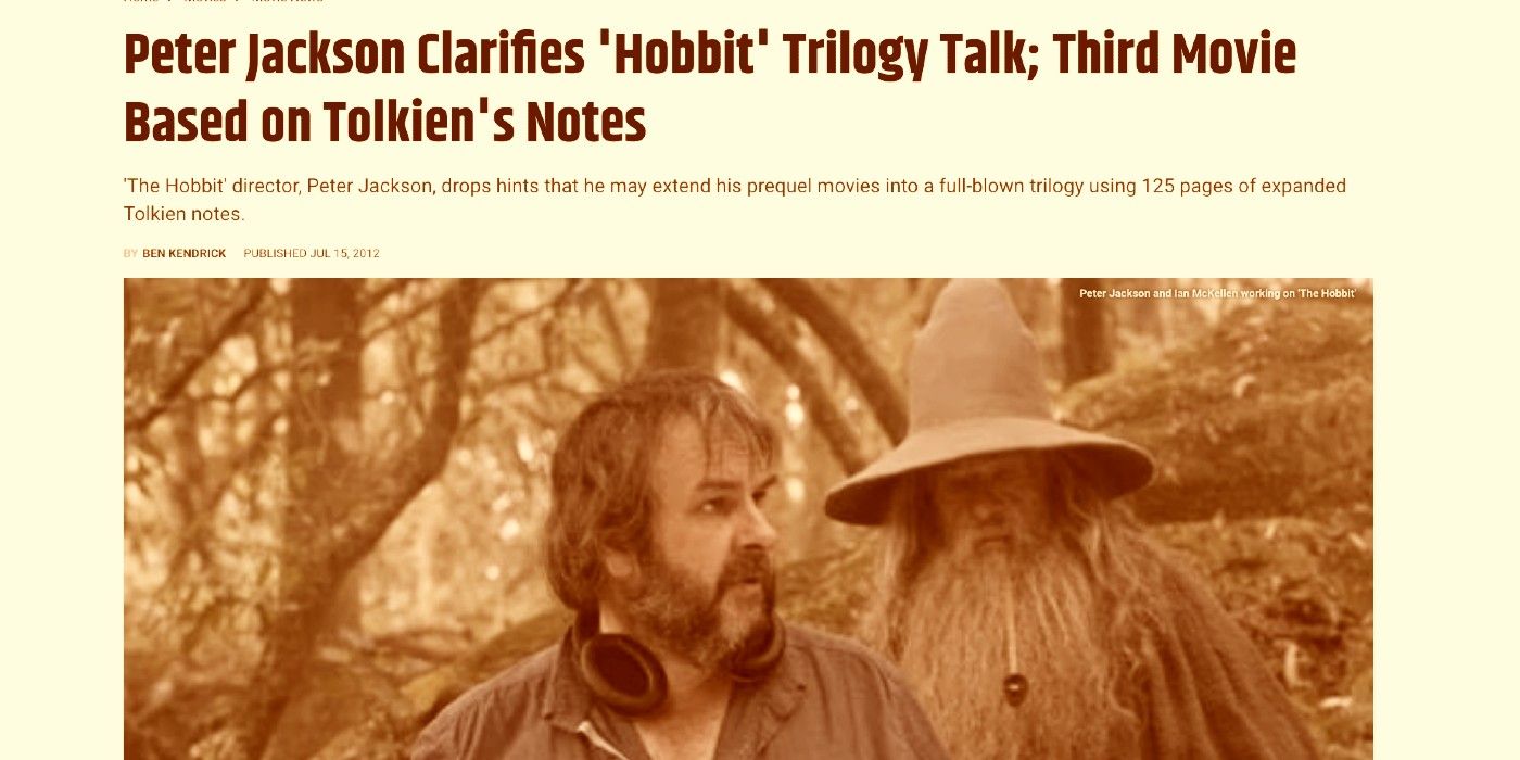 Screen Rant The Hobbit Trilogy Headline