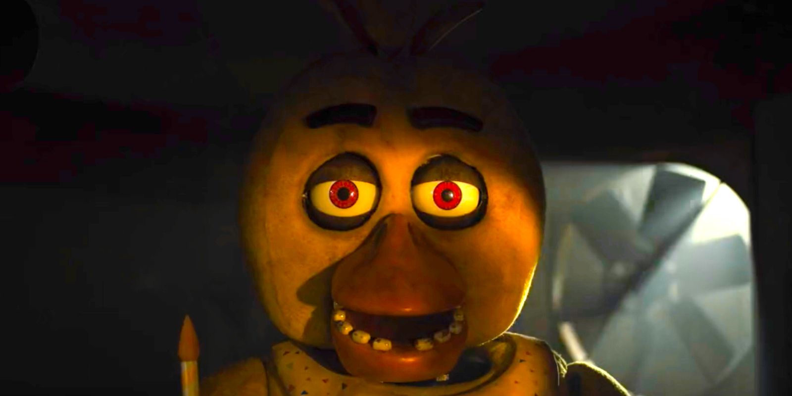Chica staring straight ahead in Five Nights at Freddys movie