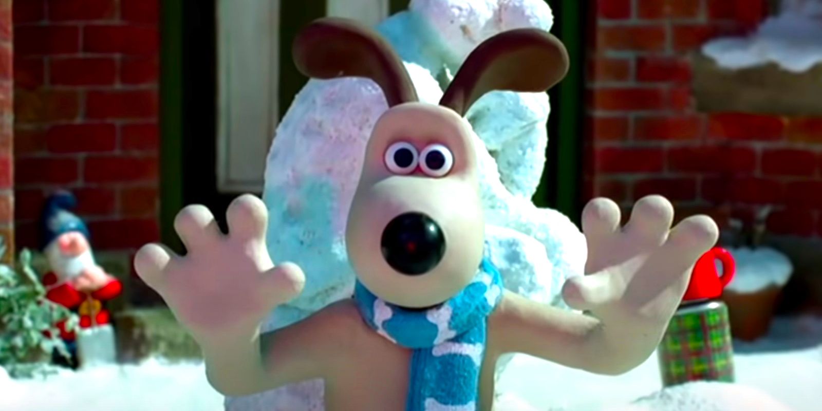 Gromit holding up his hands in Wallace and Gromit