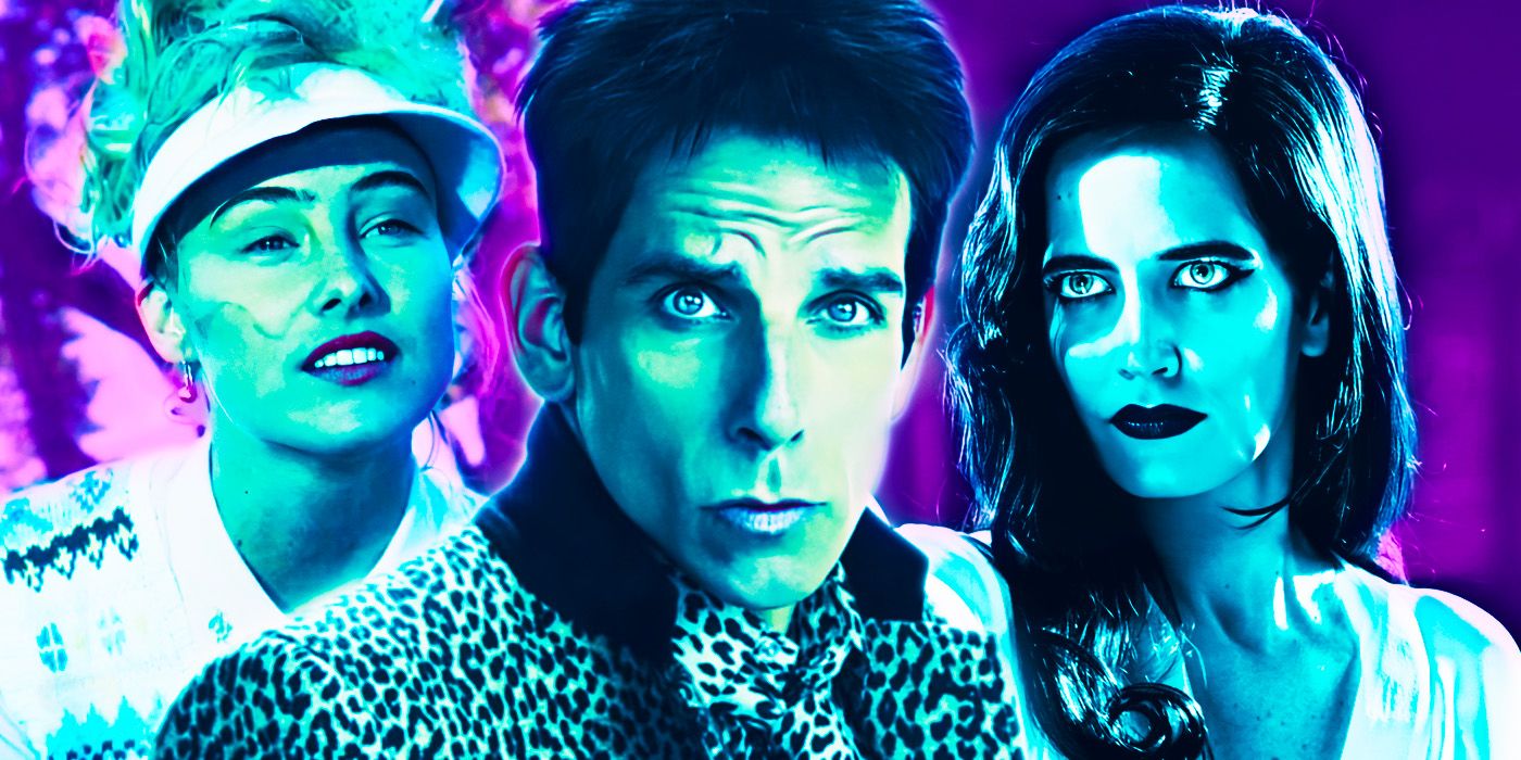 Three characters from failed movie sequels in a collage, including Ben Stiller as Zoolander.