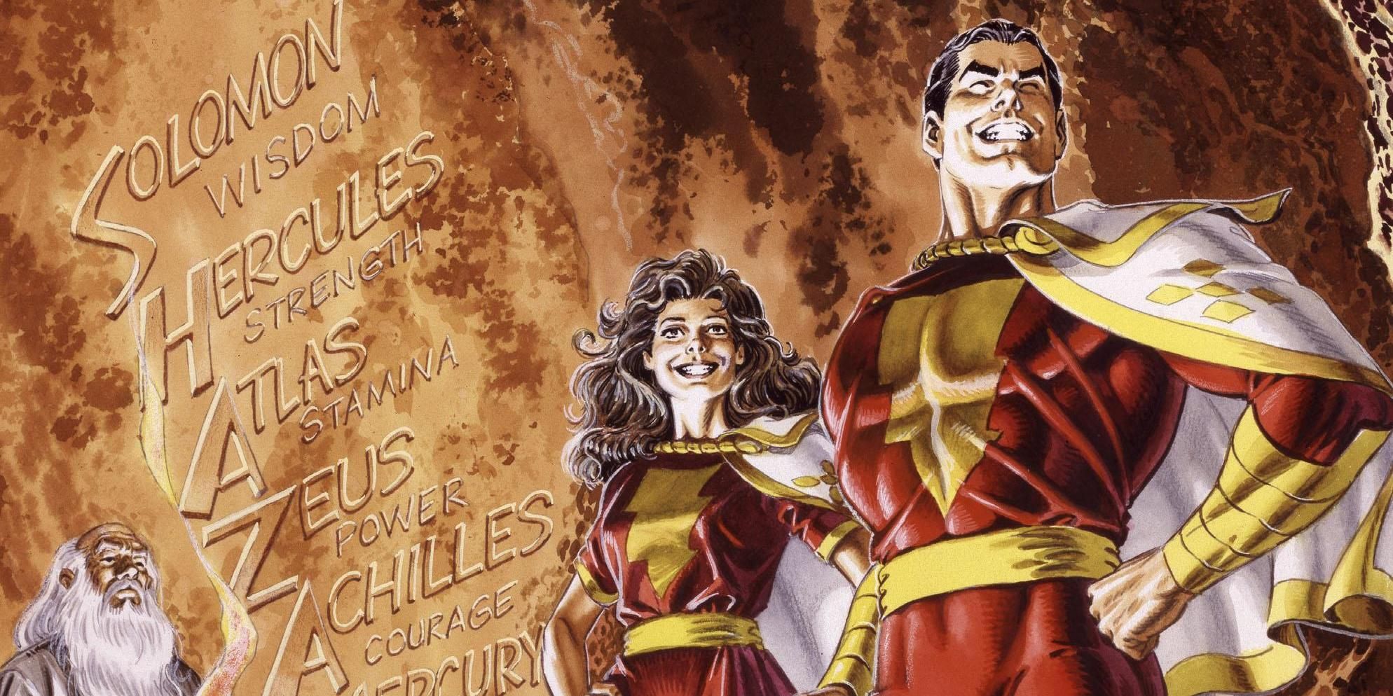 Captain Marvel, Mary Marvel, and the Wizard on Powe of Shazam cover