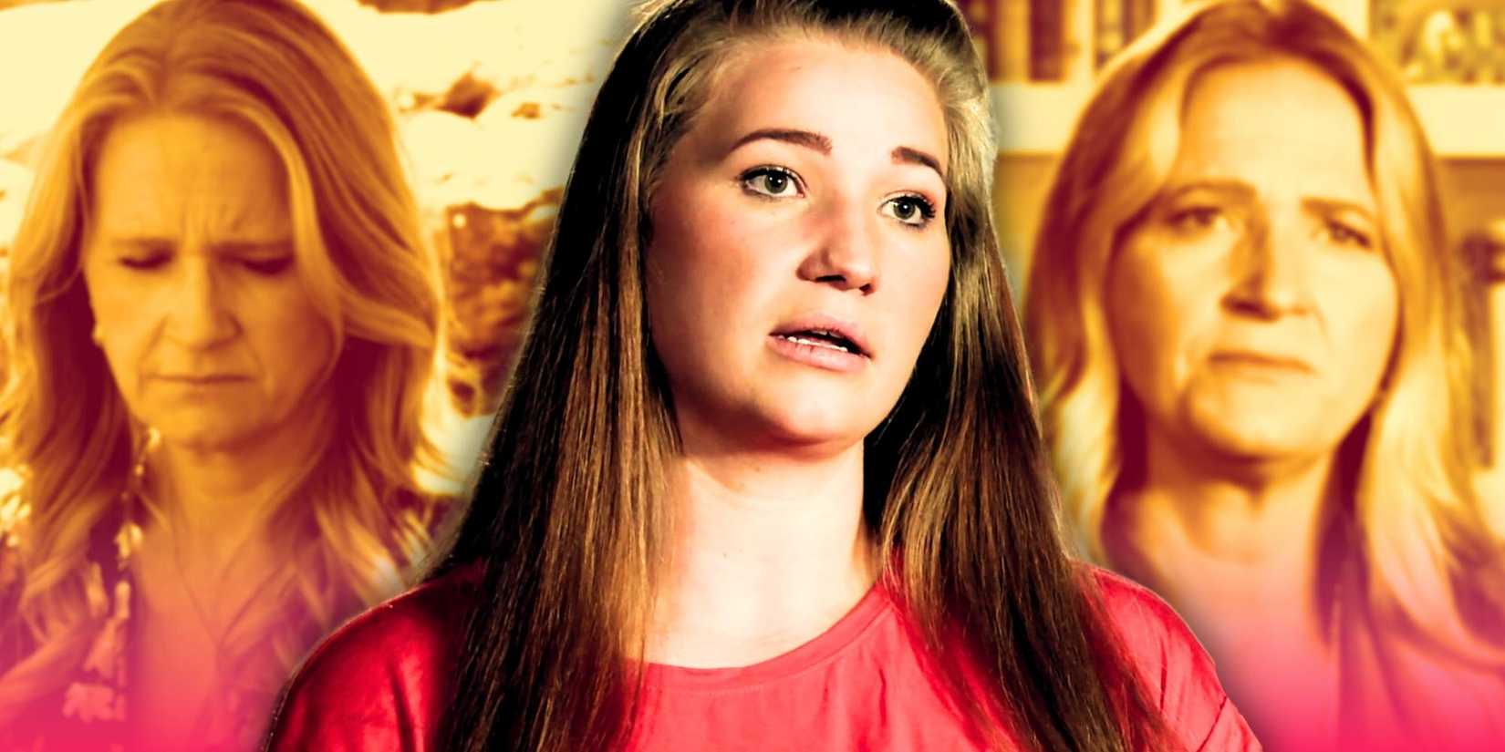 Montage of Sister Wives' Mykelti Padron and Christine Brown looking miserable