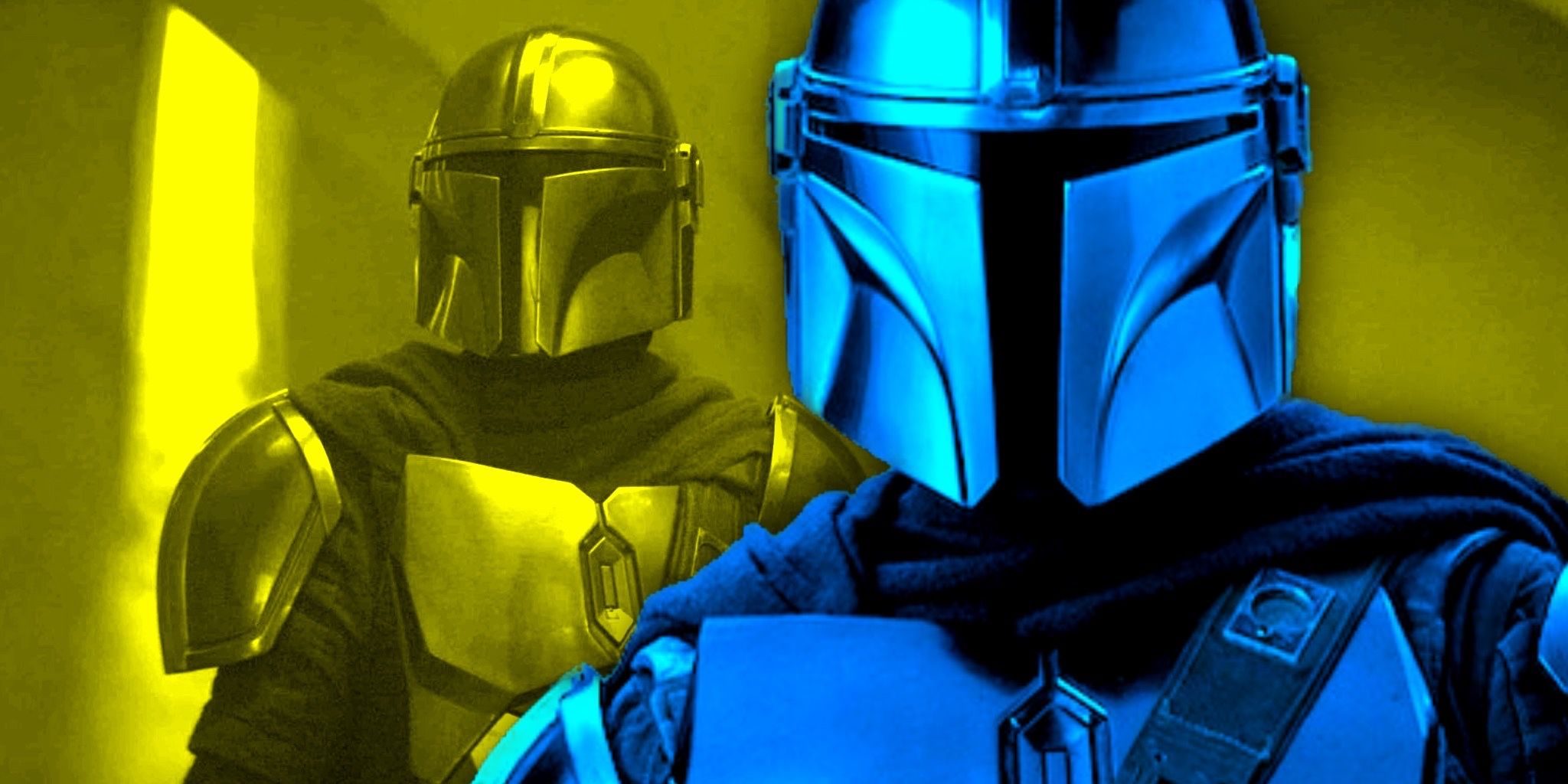 Din Djarin in The Mandalorian season 1 and in a photo shoot for season 3