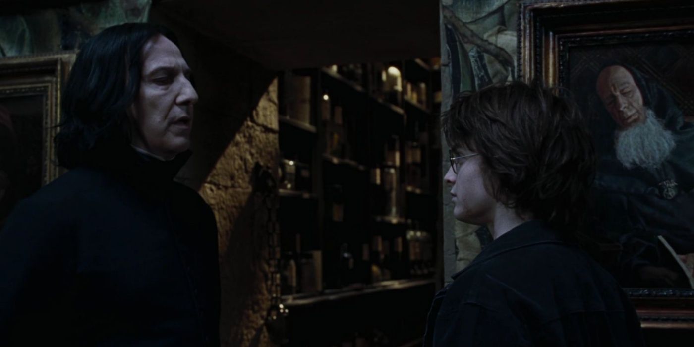 Snape questioning Harry Potter.