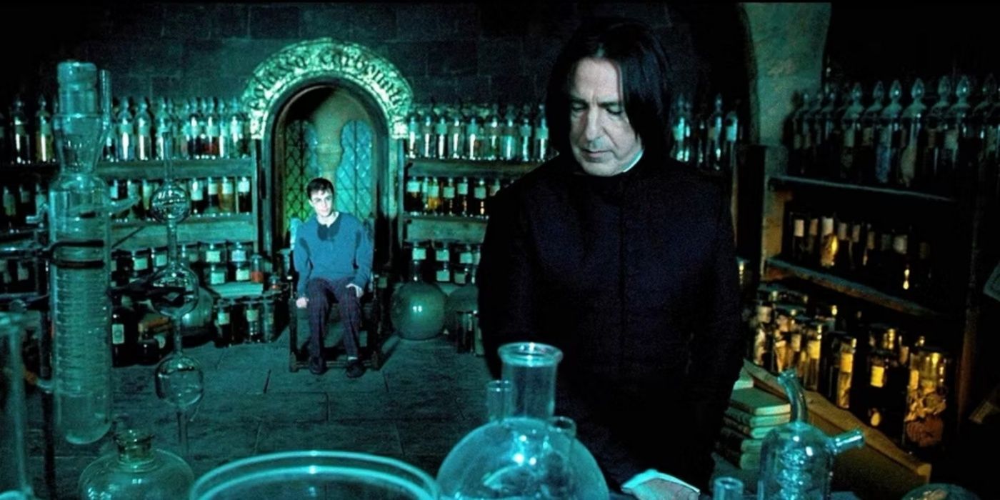 Snape with Harry Potter in his office.