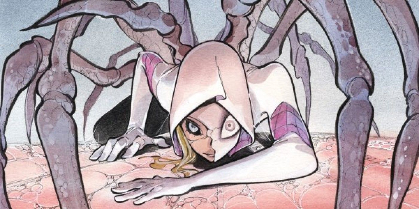 spider-gwen on the cover of Spider-Gwen Smash #1 variant by Peach Momoko