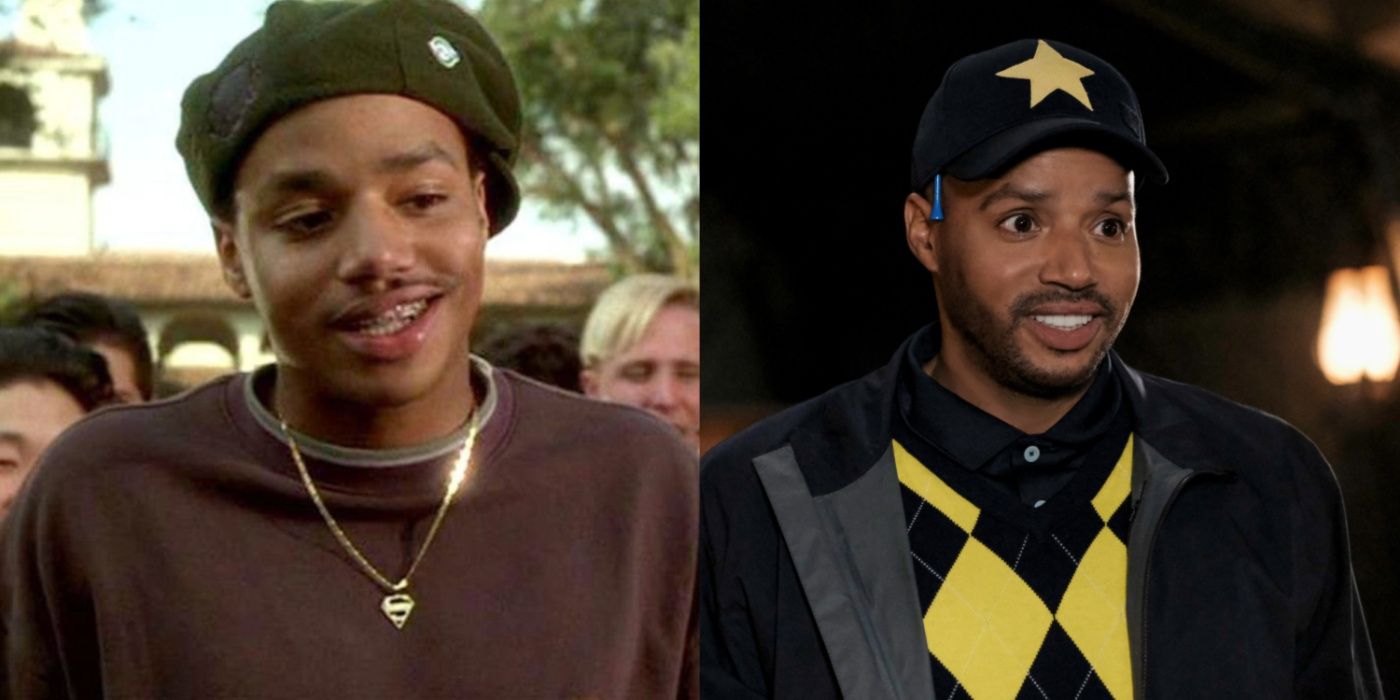 Split image of Donald Faison as Murray Duvall and Booster Gold in Legends of Tomorrow.