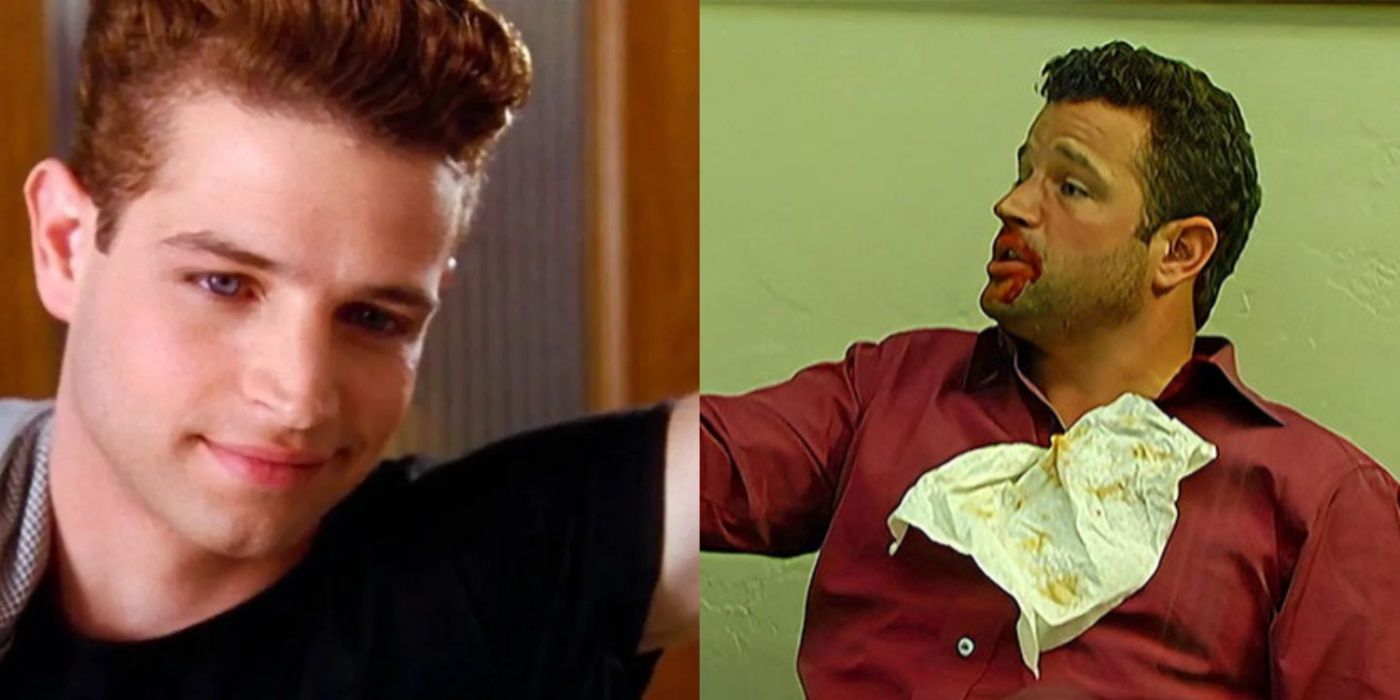 Split image of Justin Walker as Christian Stovitz and Don Libishitz in Take Out.