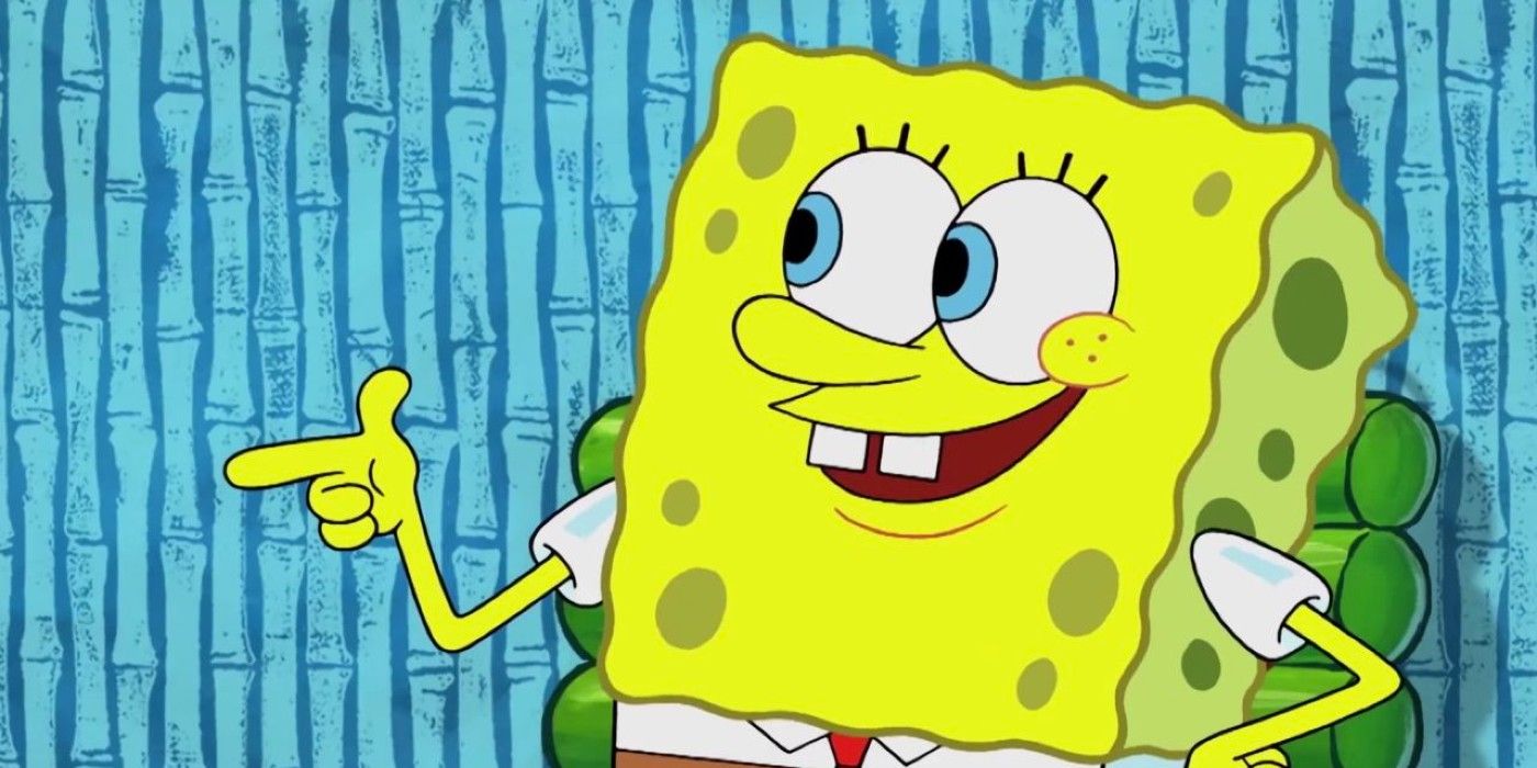 SpongeBob SquarePants smiling and giving a finger gun