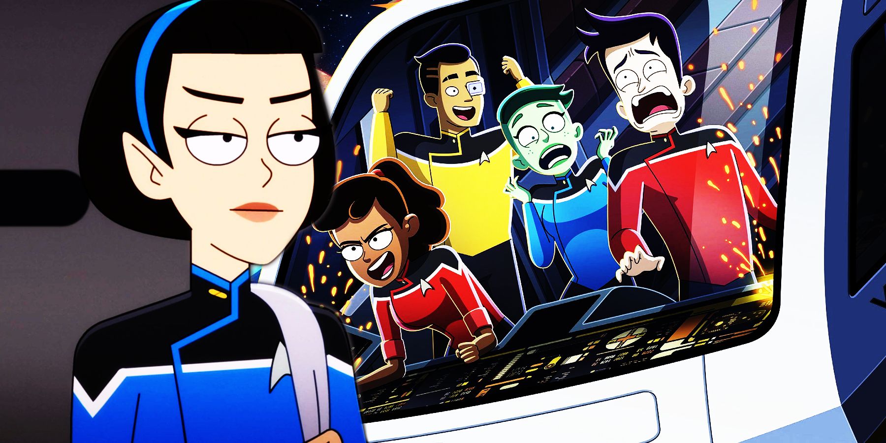 T'Lyn, Mariner, Rutherford, Tendi and Boimler in Star Trek: Lower Decks