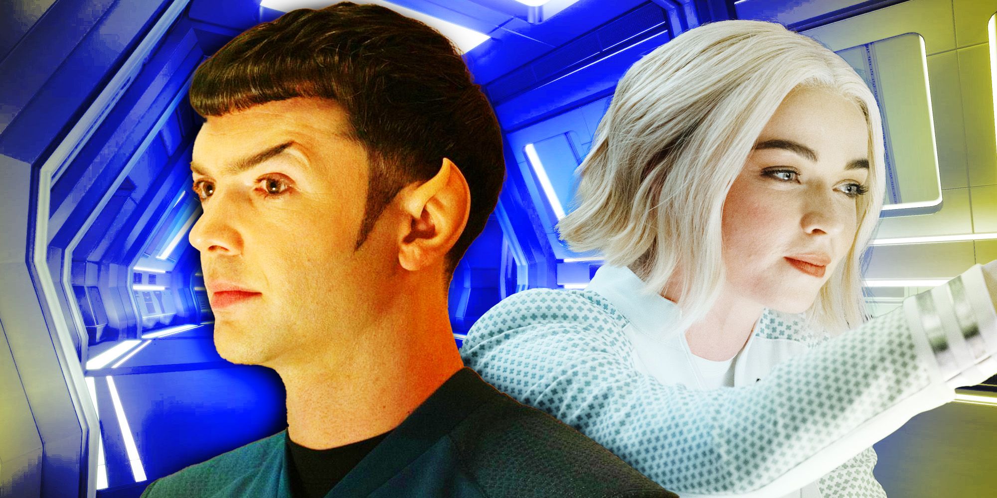 Spock and Nurse Chapel back to back in Star Trek: Strange New Worlds