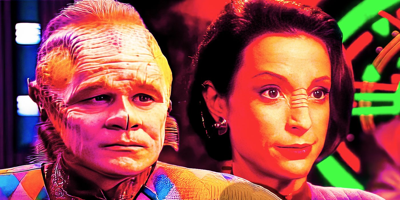 A collage of Ethan Phillips as Neelix from Star Trek: Voyager and Nana Visitor as Kira Nerys from Star Trek: Deep Space Nine.