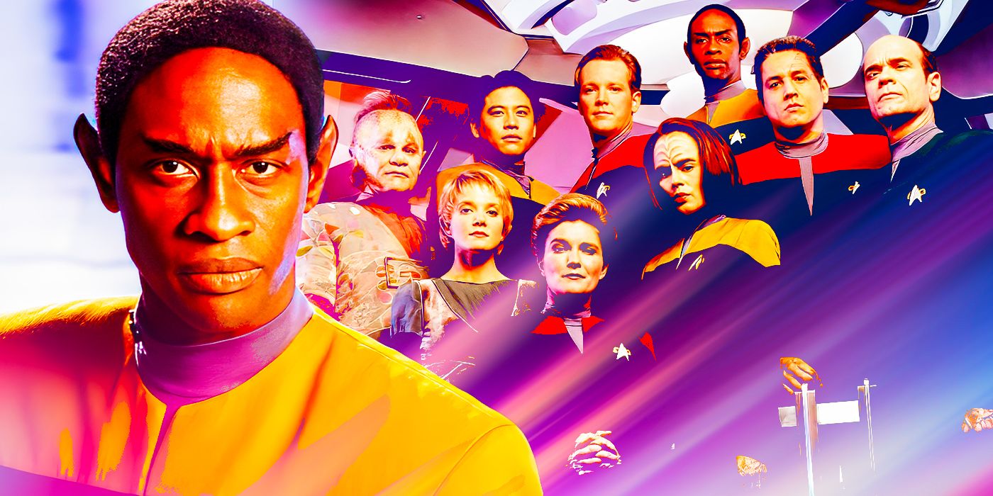 Tuvok and the Star Trek: Voyager cast.