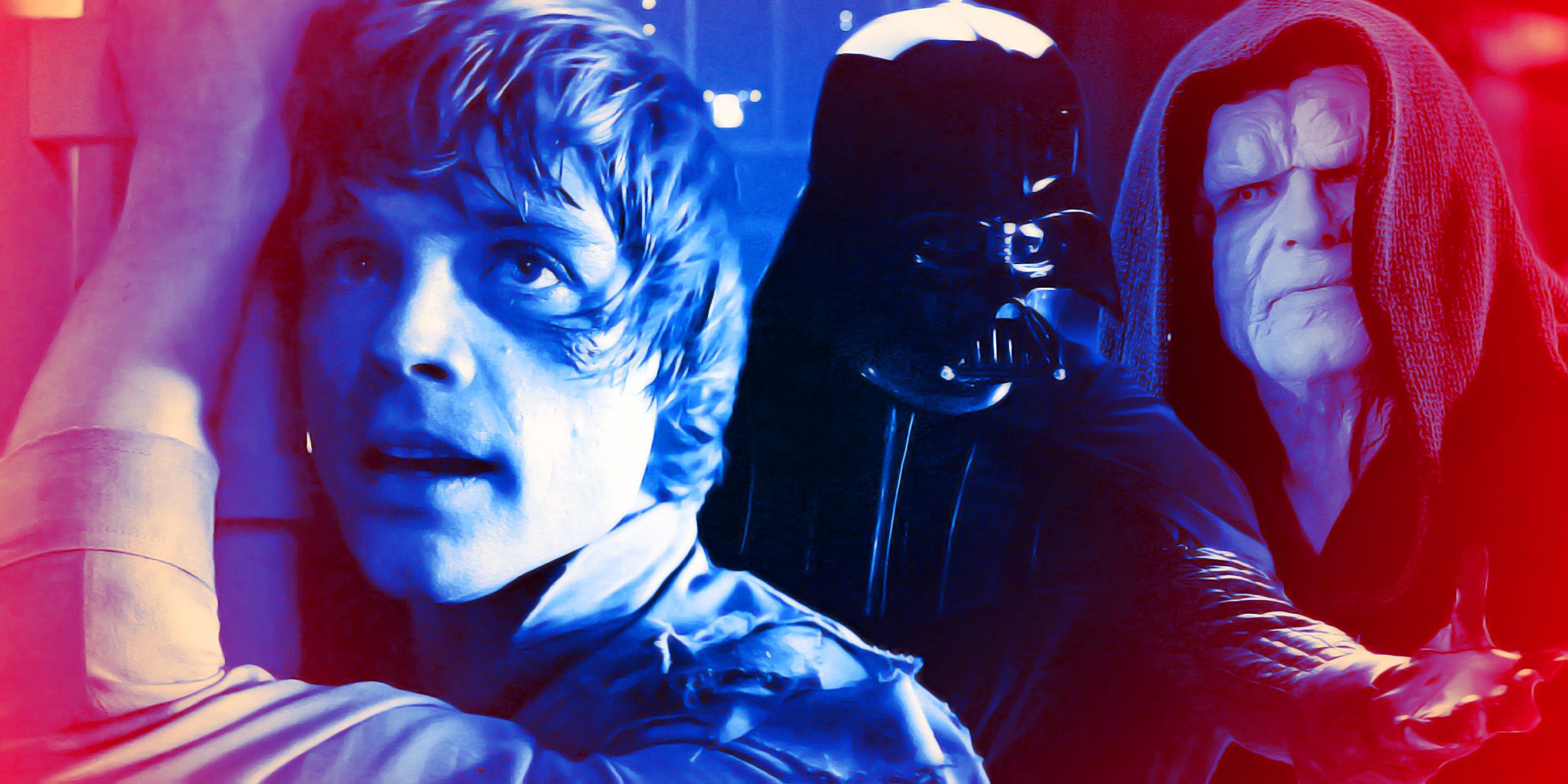 Luke Skywalker, the Emperor, and Darth Vader in Star Wars
