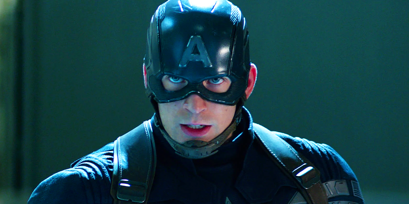 Steve Rogers (Chris Evans) looks ready for a fight in Captain America: The Winter Soldier