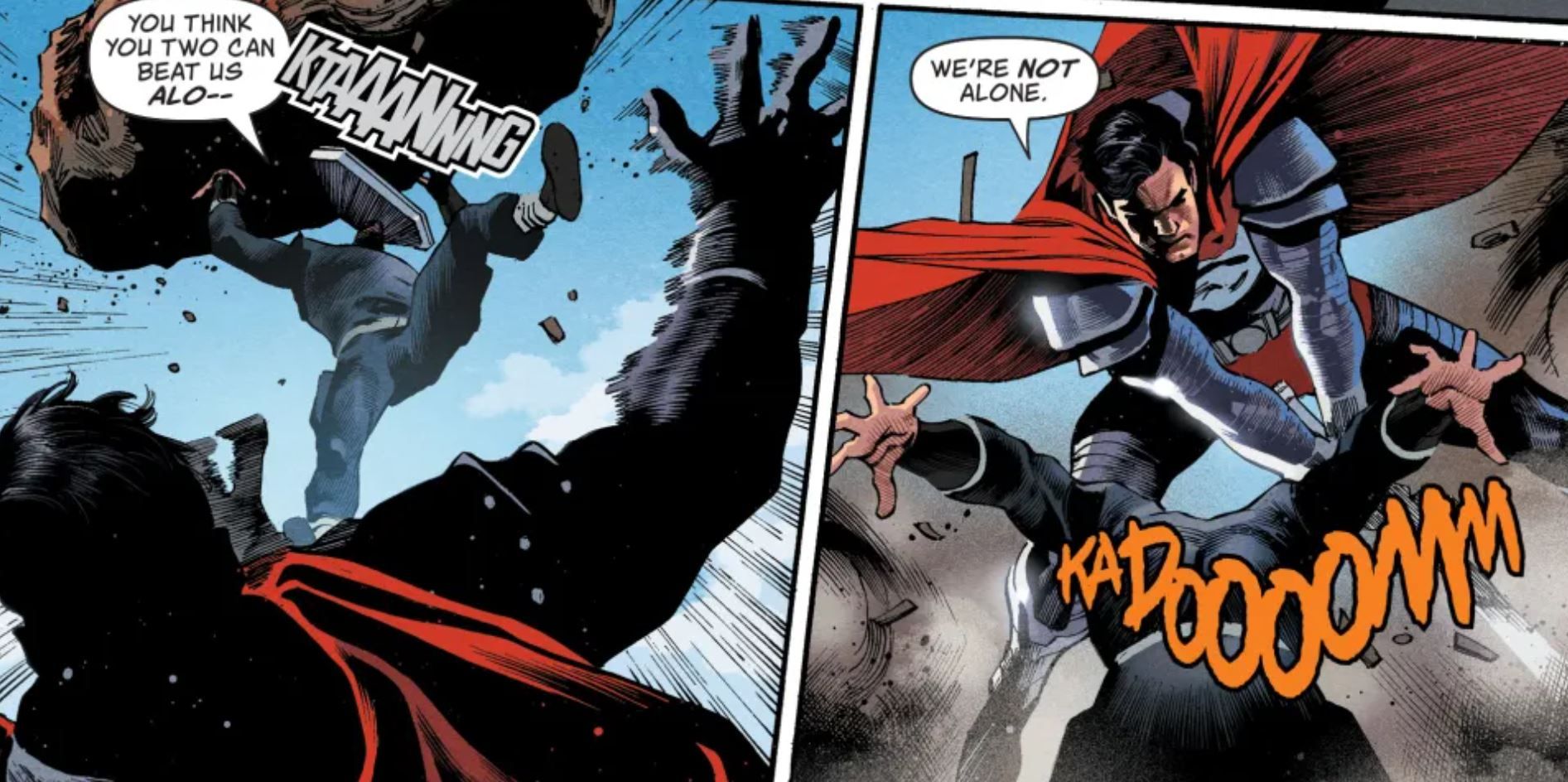 Superman and Steel Fighting DC