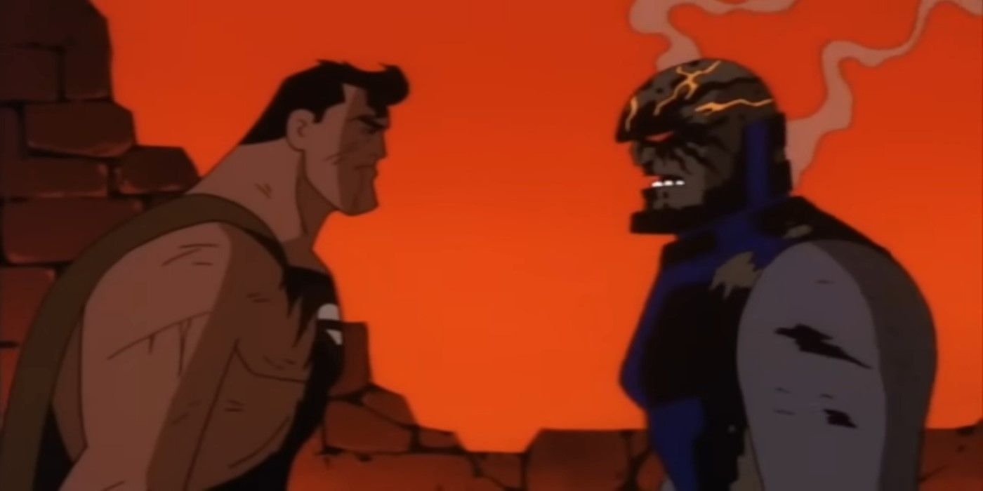 Superman defeats Darkseid in Superman the Animated Series.