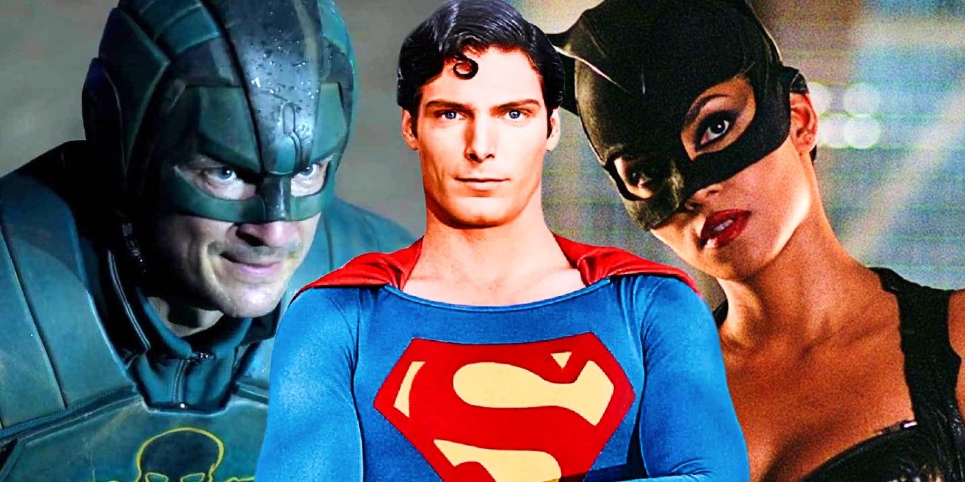 Custom image of Nathan Fillion&rsquo;s TDK, Christopher Reeve&rsquo;s Superman, and Halle Berry&rsquo;s Catwoman.