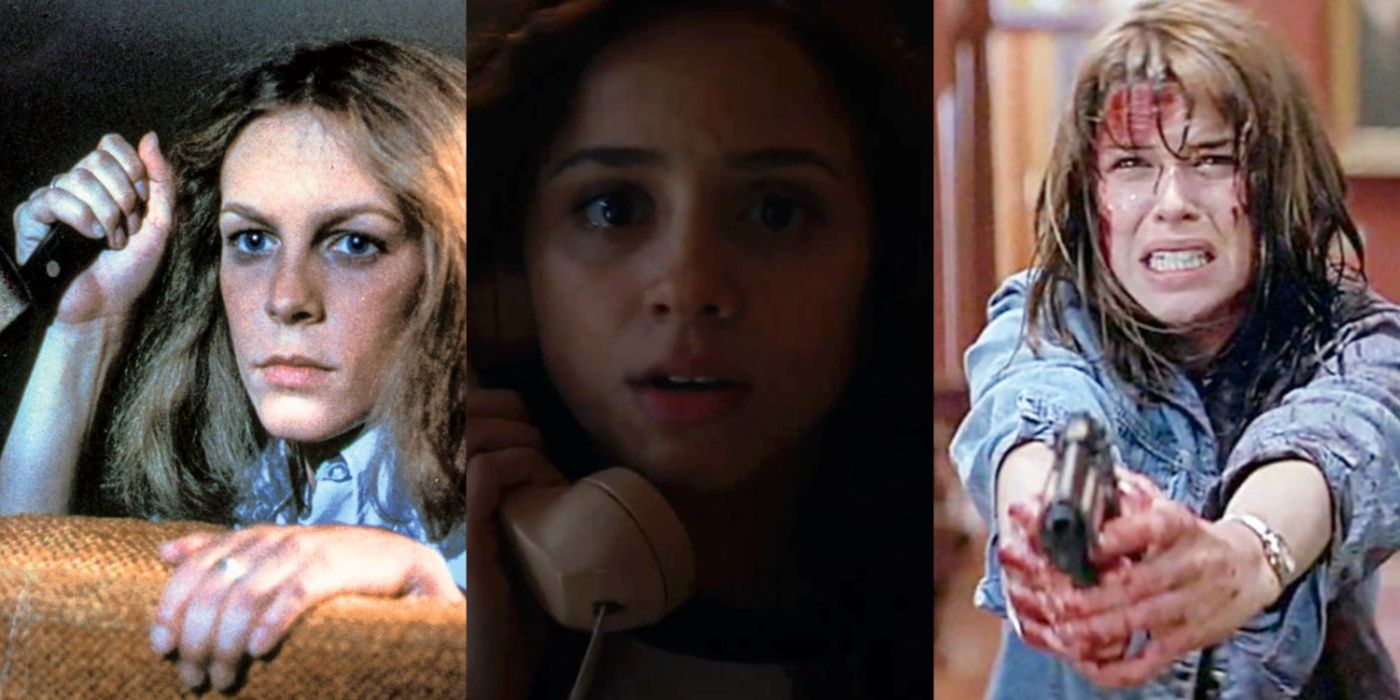 A side by side image features characters from teen horror movies Halloween, Fear Street, and Scream