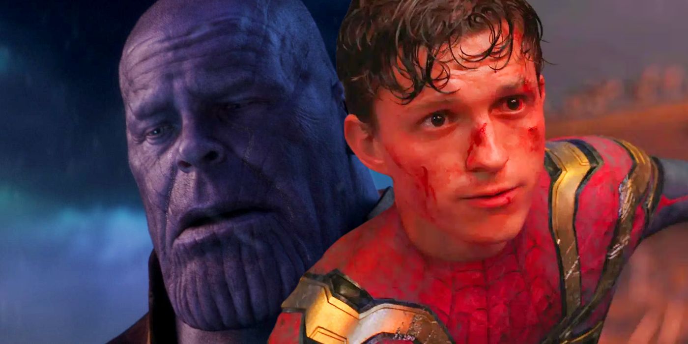 Thanos and Peter Parker looking sad