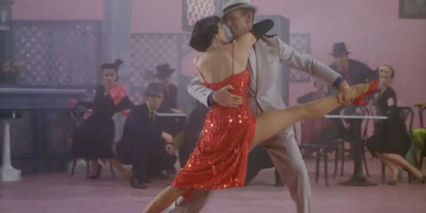 Fred Astaire and Cyd Charisse dancing together in The Band Wagon