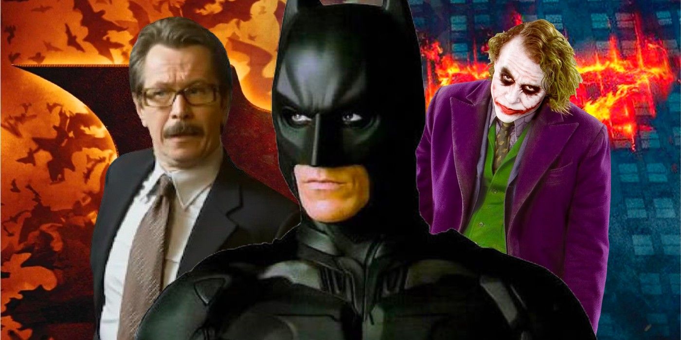 The Dark Knight Trilogy lead characters, Batman, Joker and Jim Gordon