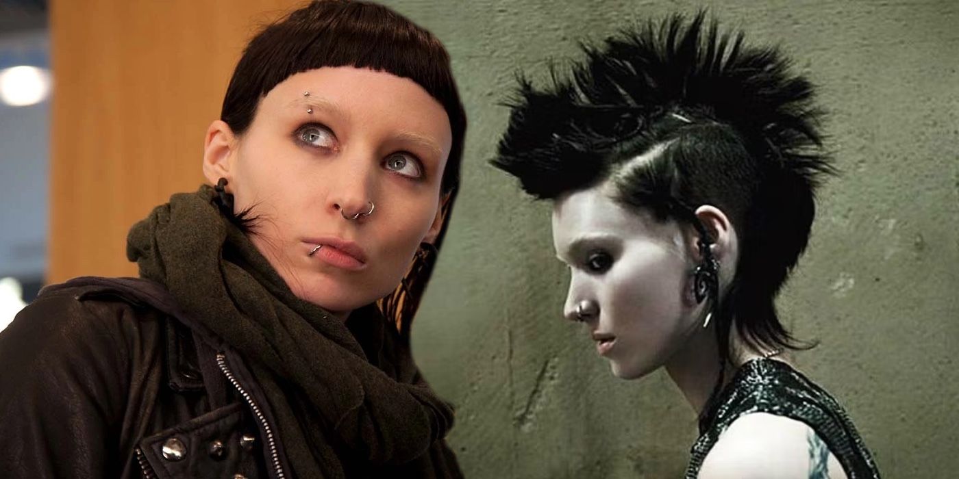 A composite image of two different versions of Lisbeth from the two adaptation of Girl with the Dragon Tattoo
