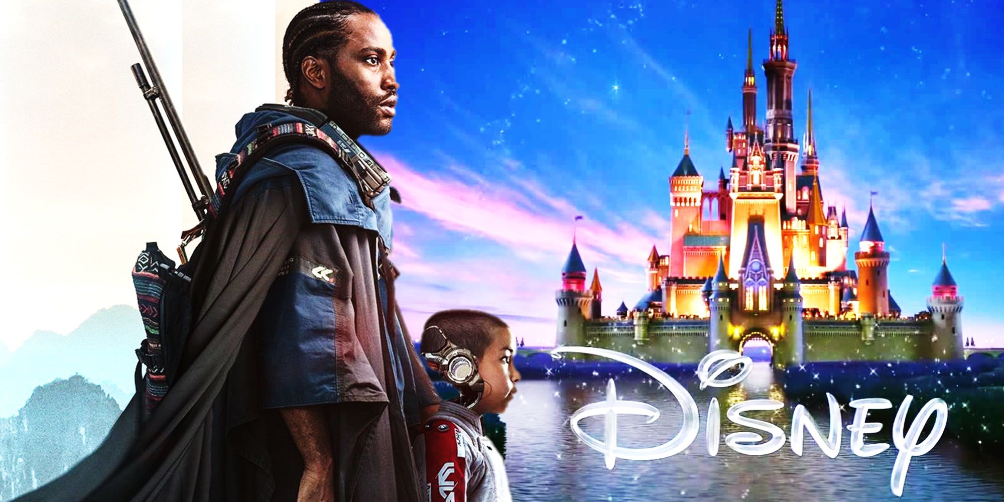 The poster for The Creator juxtaposed with the Disney logo