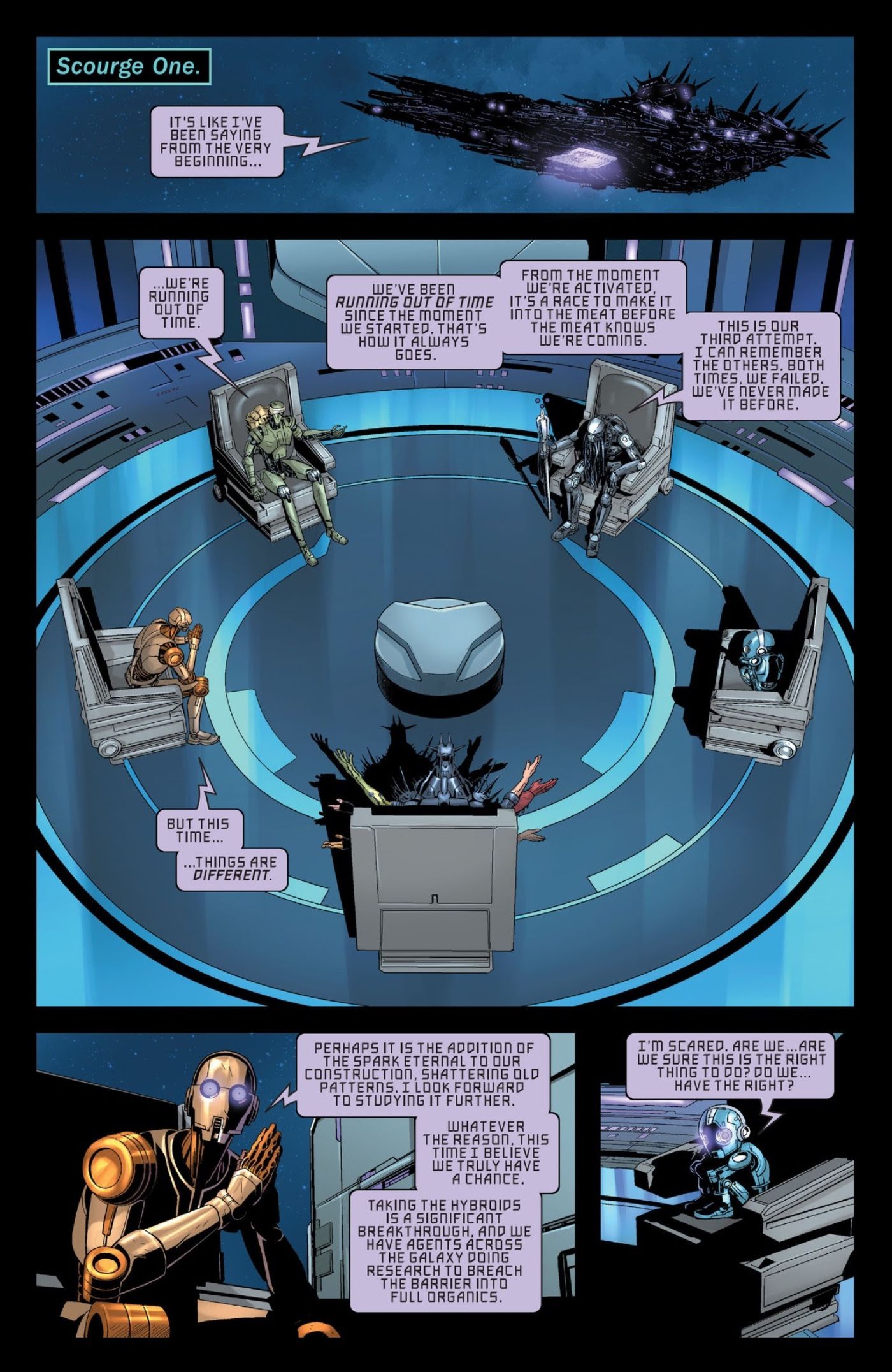 Dark Droids #4, the Scourge&rsquo;s council debates as they attempt to &ldquo;get into the meat&rdquo;&quot;