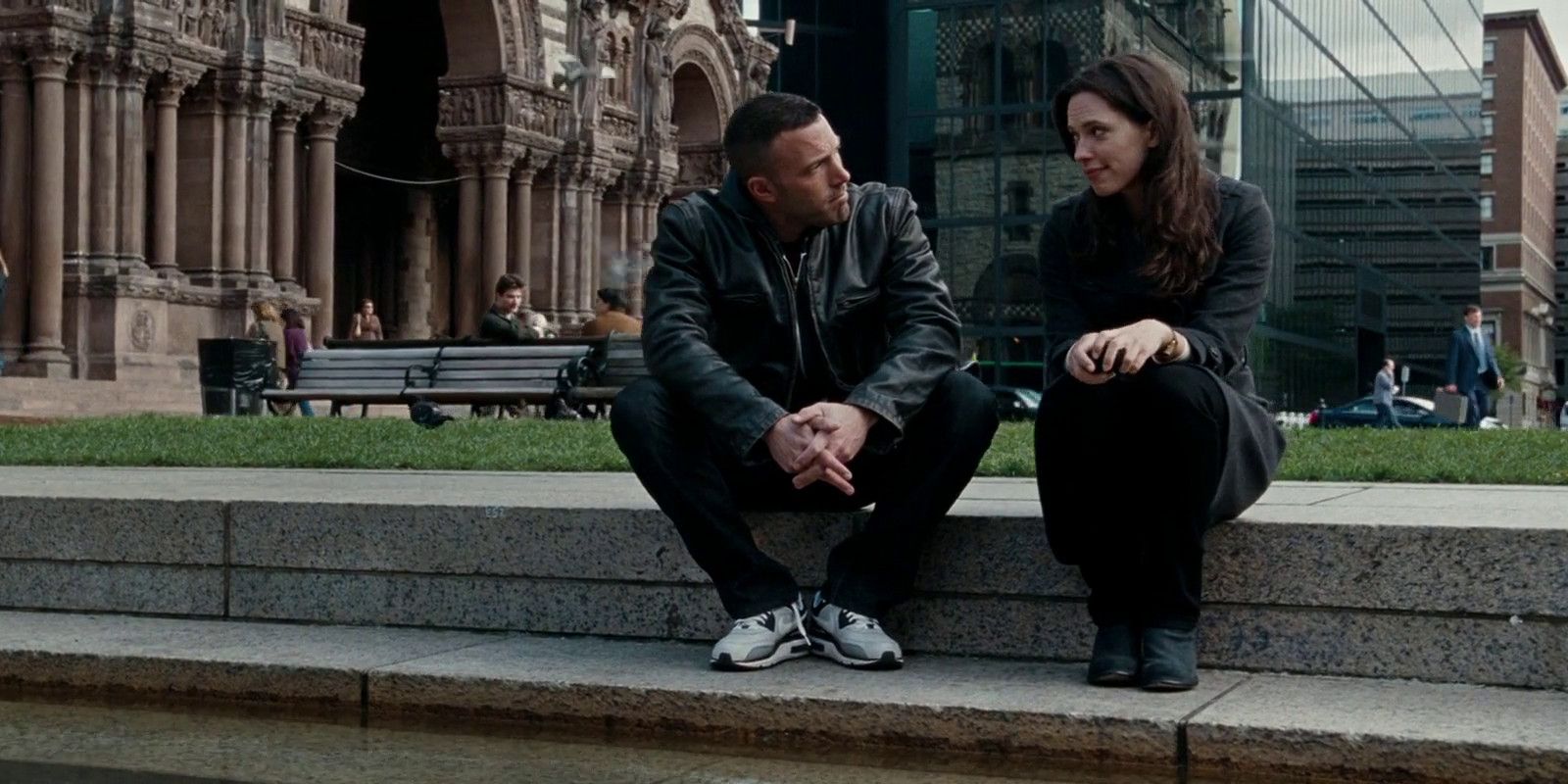 Ben Affleck and Rebecca Hall on the set of 'The Town' filming in
