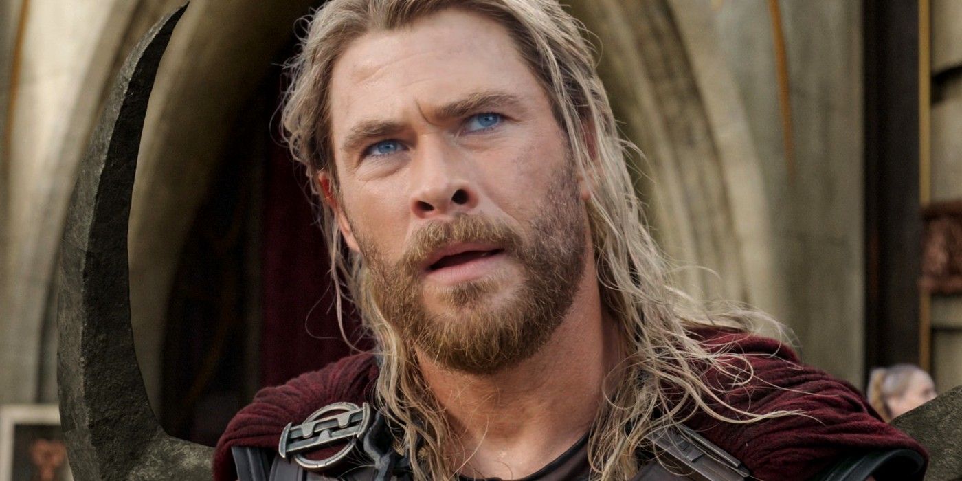 Thor (Chris Hemsworth) looking up in Thor Ragnarok