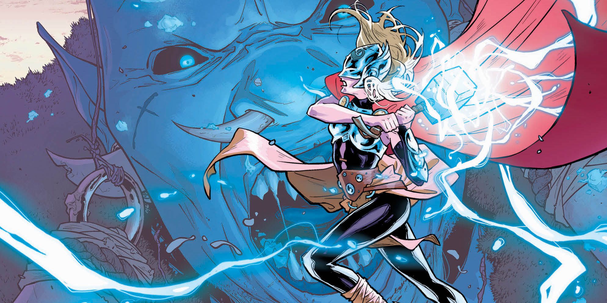 Jane Foster, Thor, fights a frost giant on the Thor 2 cover