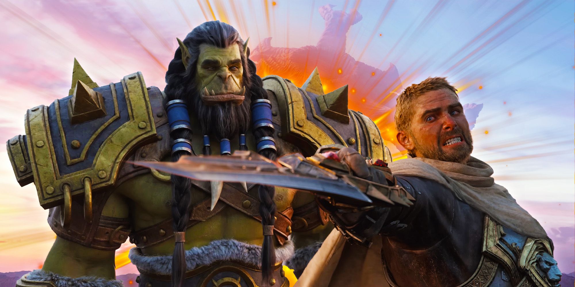 Thrall and Anduin in front of the Sword of Sargeras