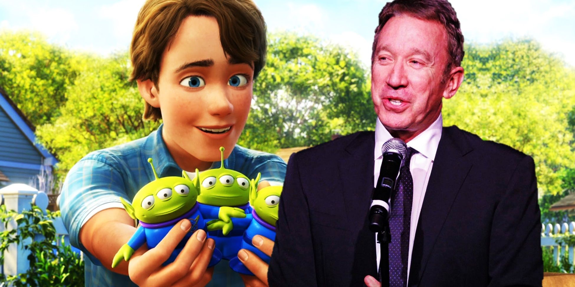 Tim Allen superimposed on a screenshot of Andy in Toy Story 3