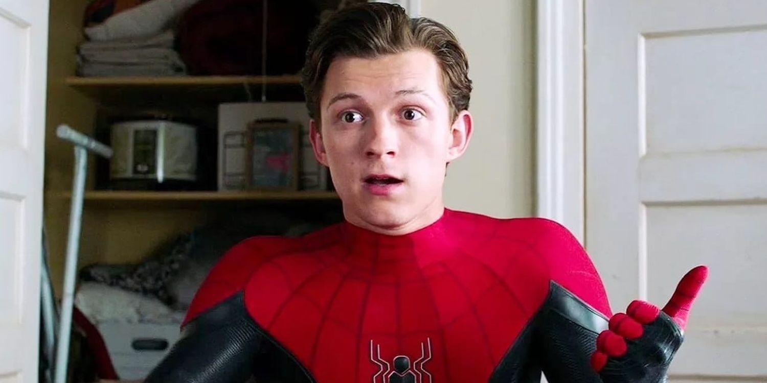 Tom Holland as Spider-Man Looks Surprised