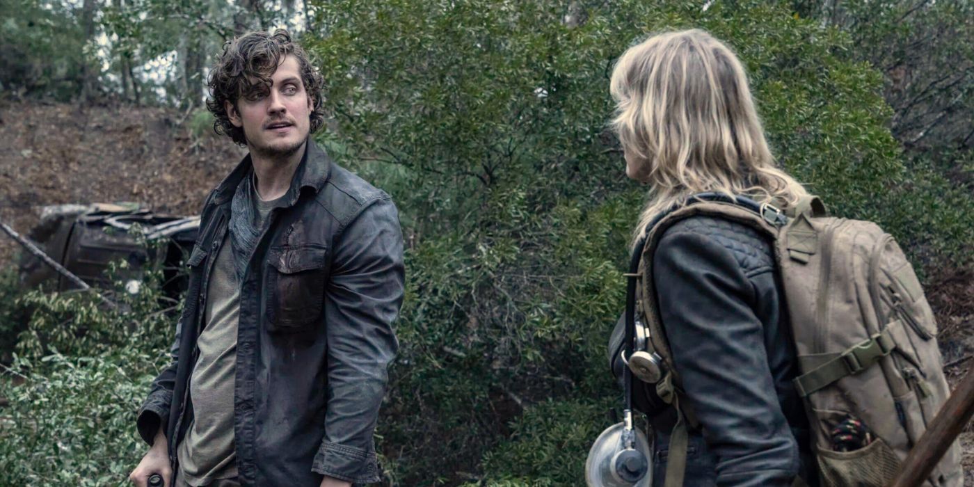 Troy looks hesitantly at Madison in Fear The Walking Dead