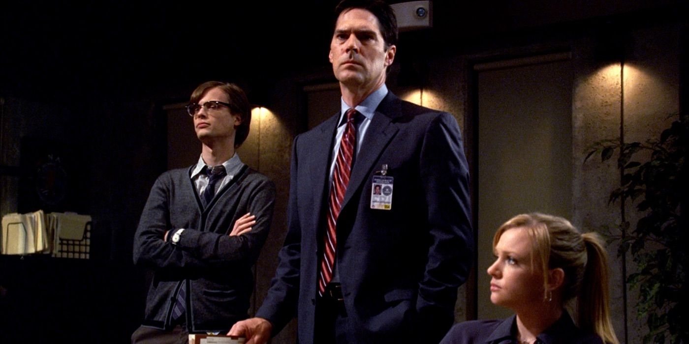 Reid, Hutch and JJ in Criminal Minds season 2.