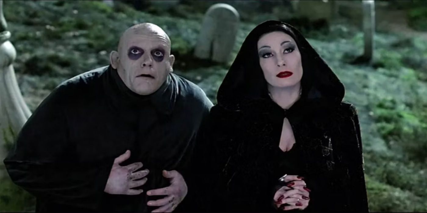 Uncle Festus with Morticia Addams.