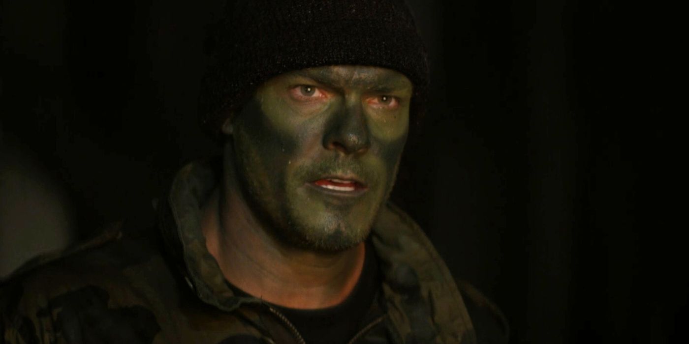 Reacher wearing face paint in Reacher season 1, episode 7
