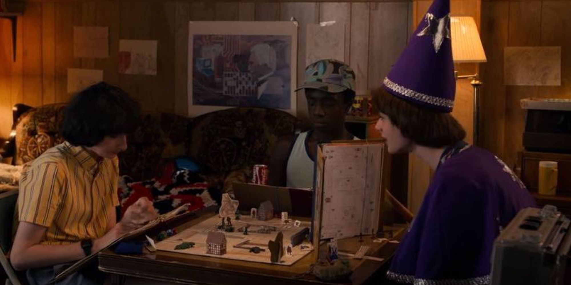 Mike, Lucas, and Will playing Dungeons and Dragons in Stranger Things