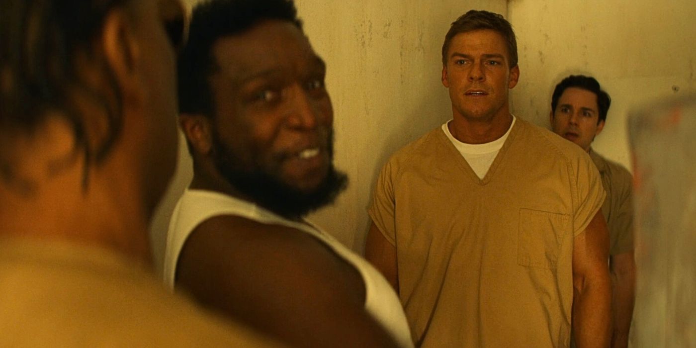 Jack Reacher with his fellow inmates in the Reacher season 1 pilot