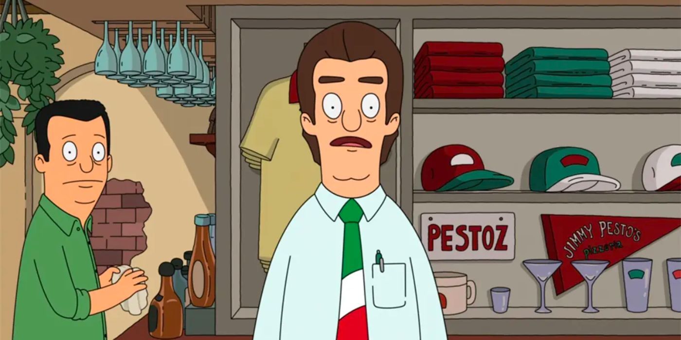 Jimmy Pesto, do Bob's Burgers, parece horrorizado.