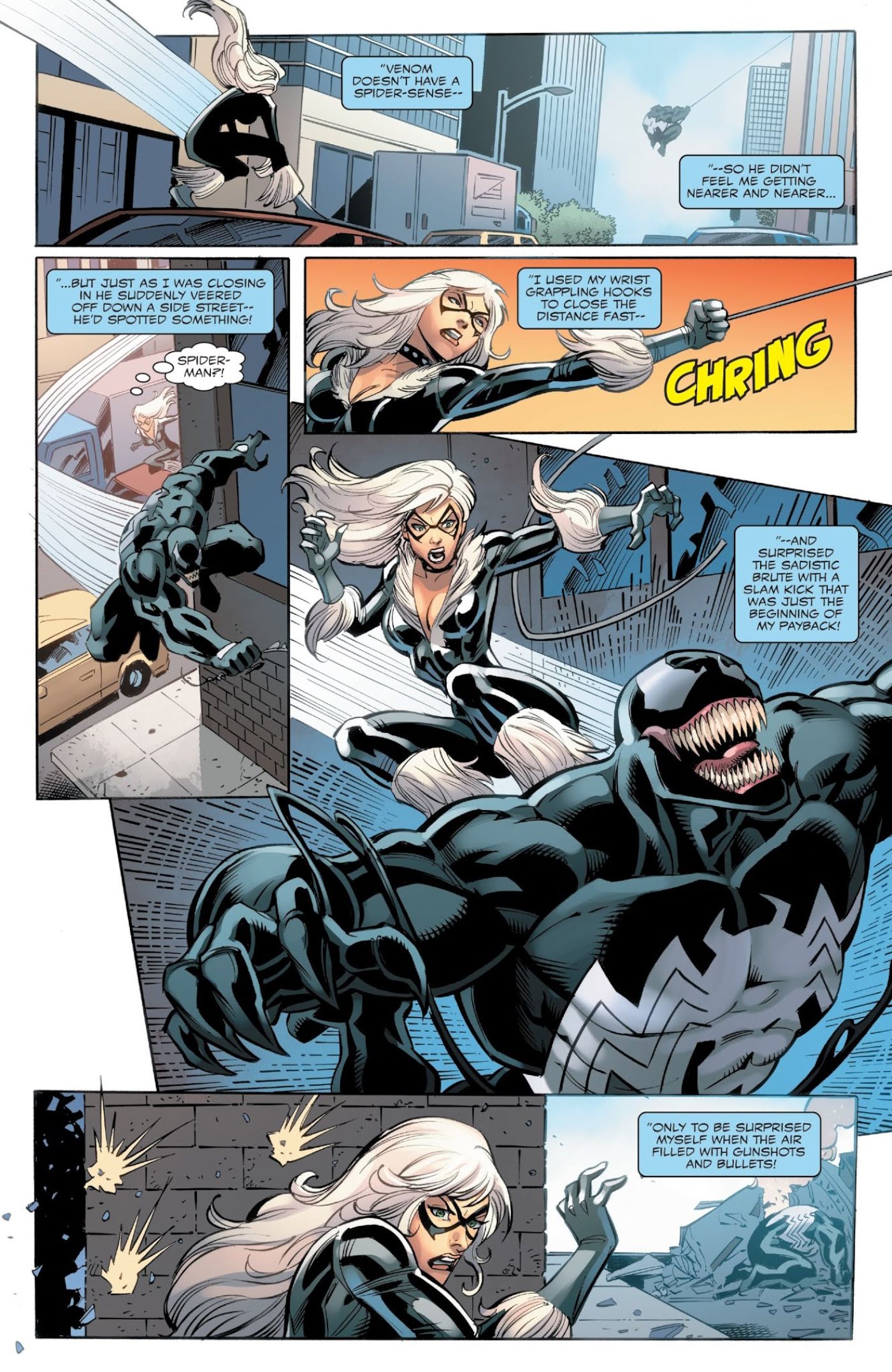 panels from Venom Annual (2018) #1, Venom lacks Spider-Sense
