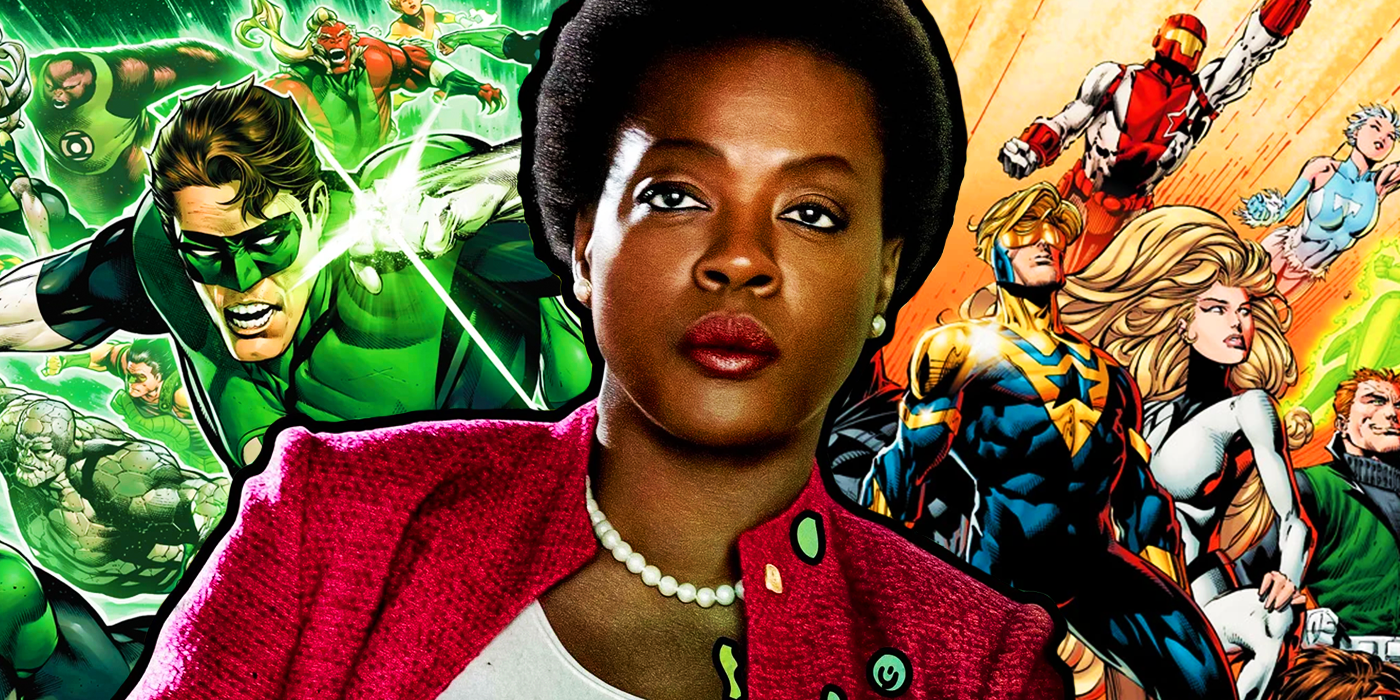 Viola Davis as Amanda Waller with the Green Lanterns and Justice League International in DC Comics