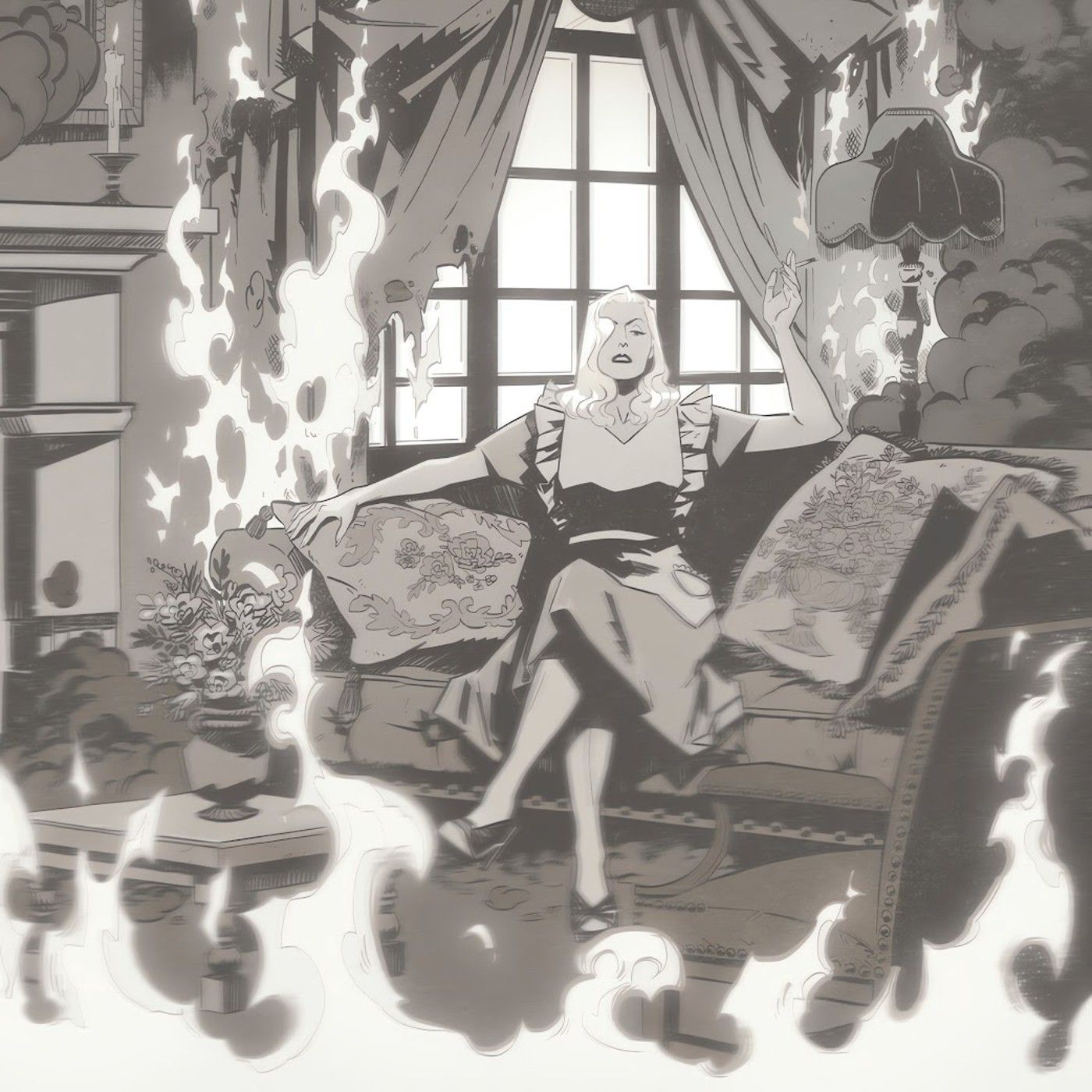 Vivian Drake Smoking in a Fire