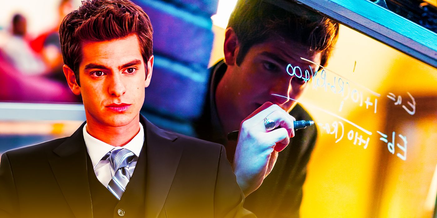 Collage of two images of Andrew Garfield in The Social Network as Eduwardo Saverin