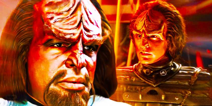 Michael Dorn as Worf and Marc Worden as Alexander in Star Trek