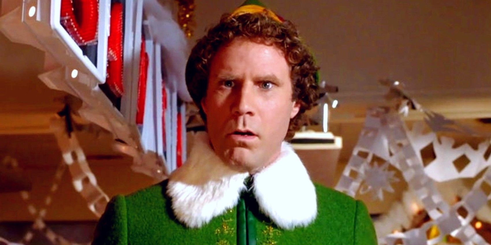 Will Ferrell as Buddy the Elf looking surprised