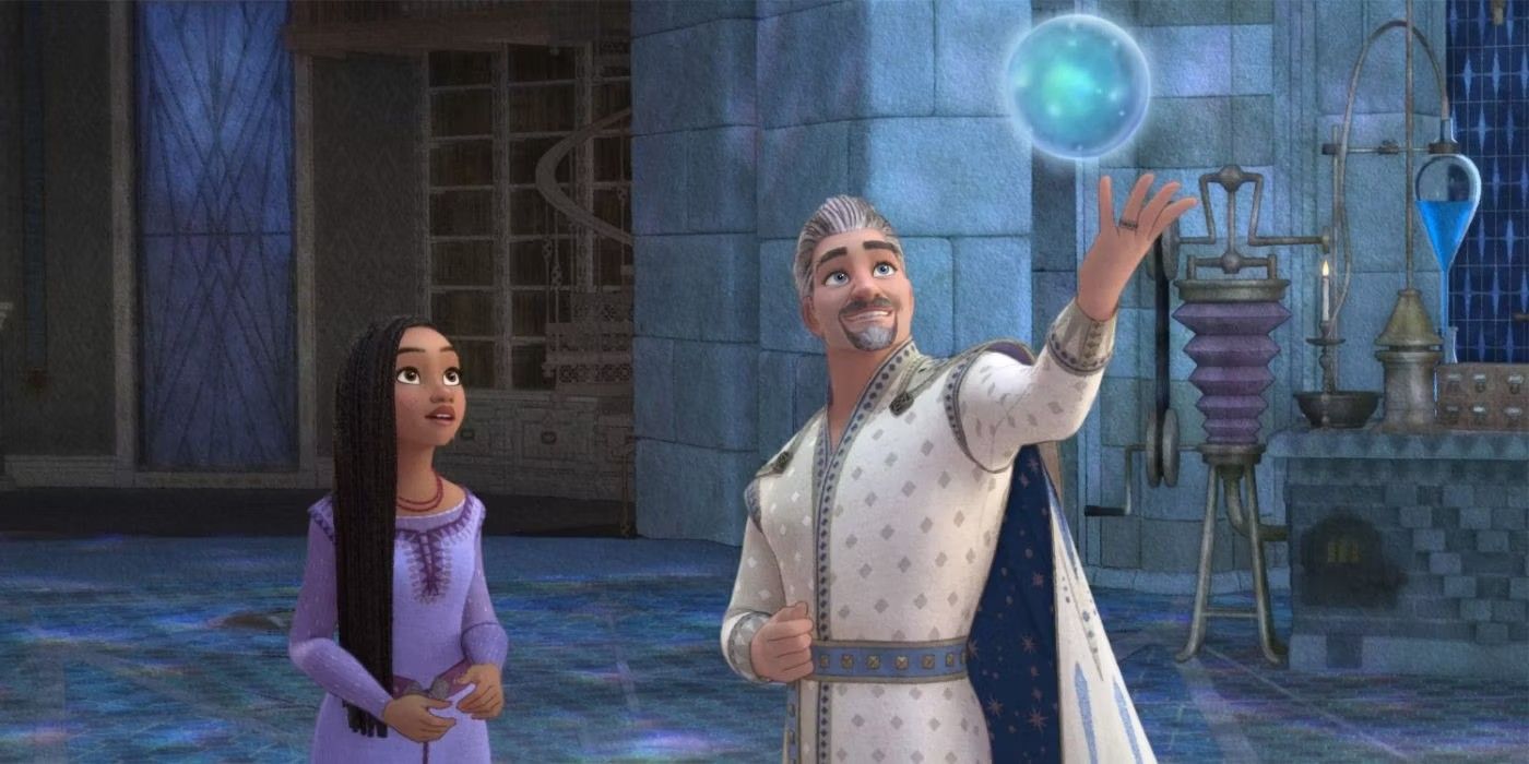 King Magnifico shows Asha glowing orb in Disney's Wish.